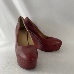 L.A.M.B. Deep Red Platform Pumps